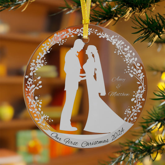 Personalized "Our First Christmas" Glass Ornaments