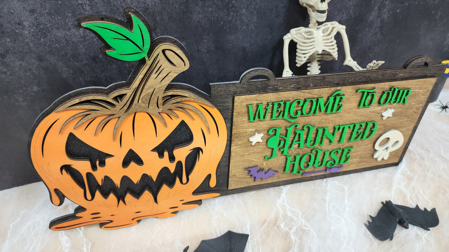 Glow in the Dark Halloween Jack'O'Lantern Sign
