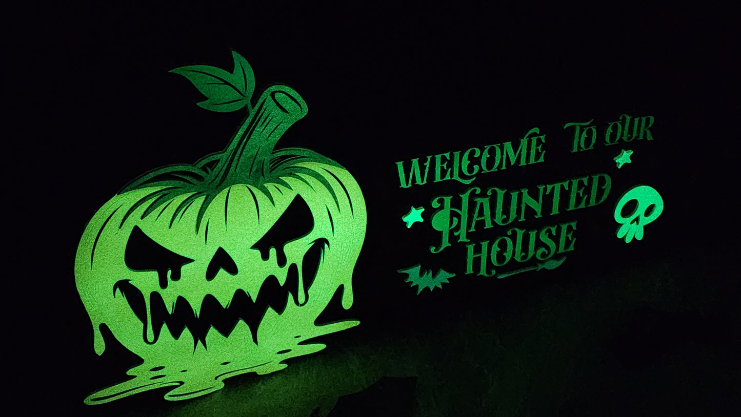 Glow in the Dark Halloween Jack'O'Lantern Sign