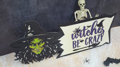 Glow in the Dark Halloween Witch Sign
