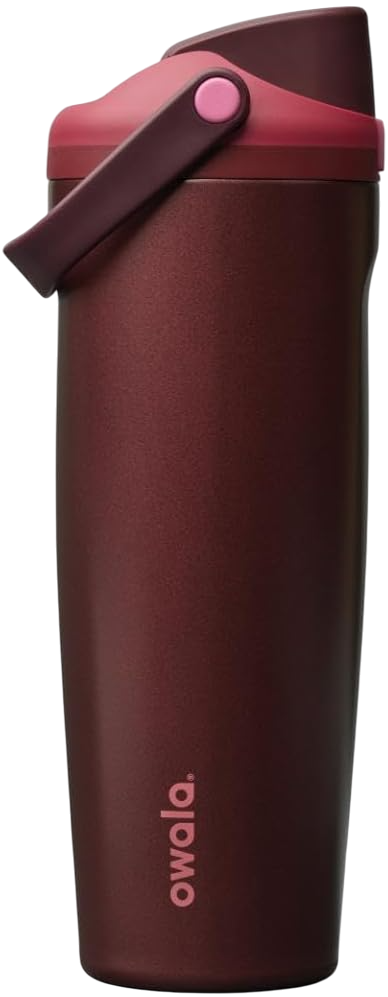 Owala FreeSip Sway Insulated Stainless Steel Water Bottle, Built-In Straw, 30oz, Black Cherry