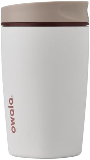 Owala SmoothSip Slider Insulated Stainless Steel Coffee Tumbler, Travel Mug, 12 oz, Vanilla Bean