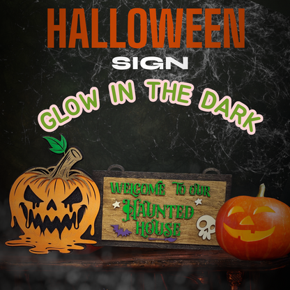 Glow in the Dark Halloween Jack'O'Lantern Sign