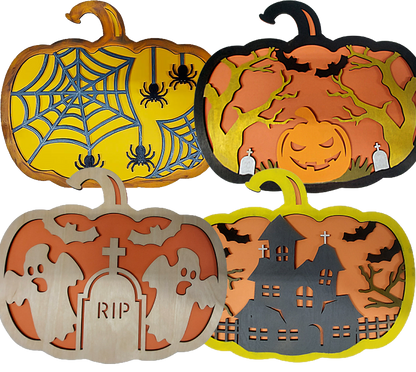 Halloween Pumpkin Sign Decoration (self paint kit or prepainted)