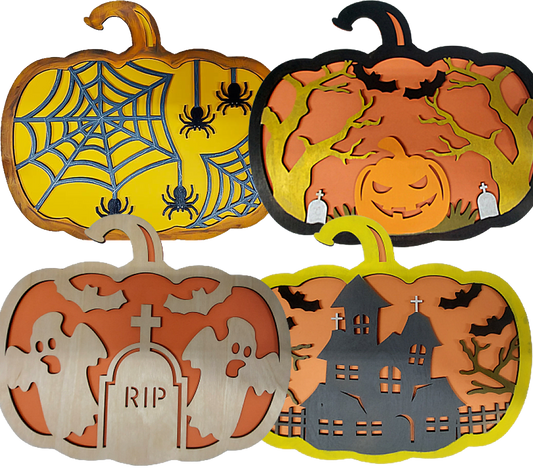 Halloween Pumpkin Sign Decoration (self paint kit or prepainted)